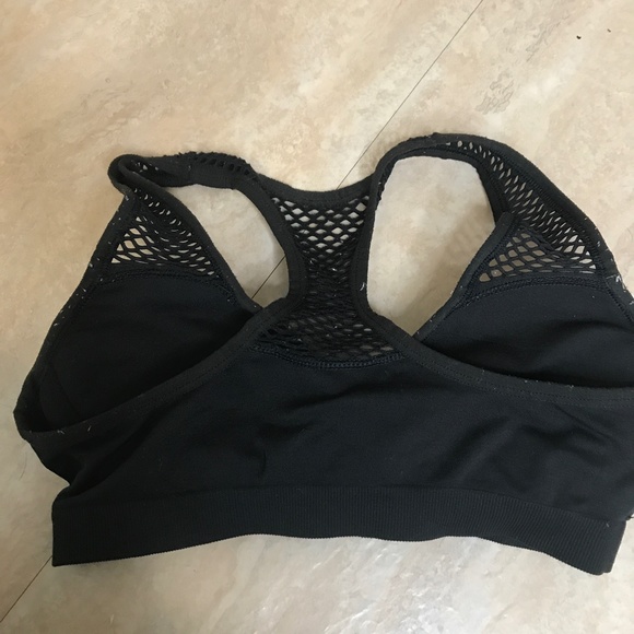 Victorias Secret PINK Sports Bra Size Small Black Fishnet Padded Cups Rave Psy - Picture 10 of 13